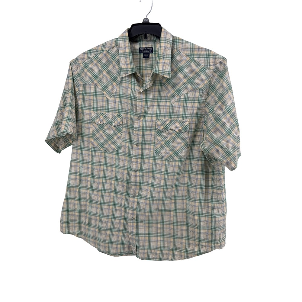 Polo Jeans Co Ralph Lauren Western Pearl Snap Shirt Mens 3XT Green Short Sleeve
